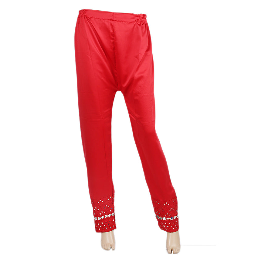 Women's Silk Embroidered Trouser - Red, Women, Pants & Tights, Chase Value, Chase Value