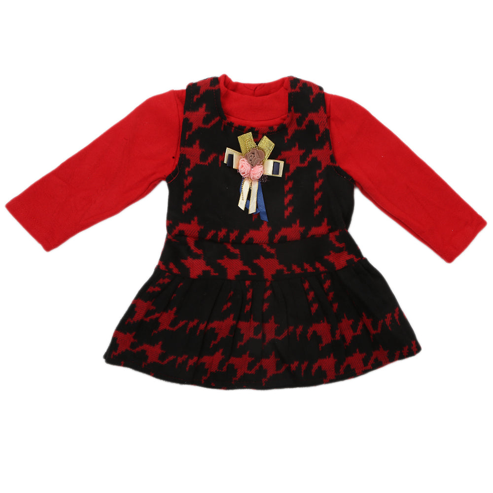 Newborn Girls 2 Piece Frock - Red, Kids, NB Girls Frocks, Chase Value, Chase Value