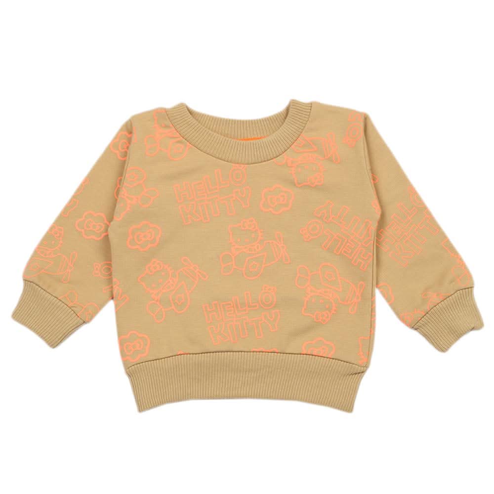 Newborn Girls Full Sleeves T-shirt - Beige, Newborn Girls T-Shirts, Chase Value, Chase Value