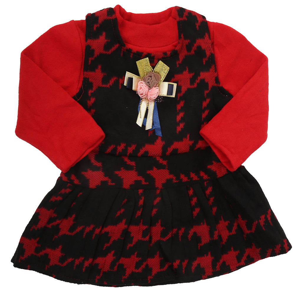 Newborn Girls 2 Piece Frock - Red, Kids, NB Girls Frocks, Chase Value, Chase Value