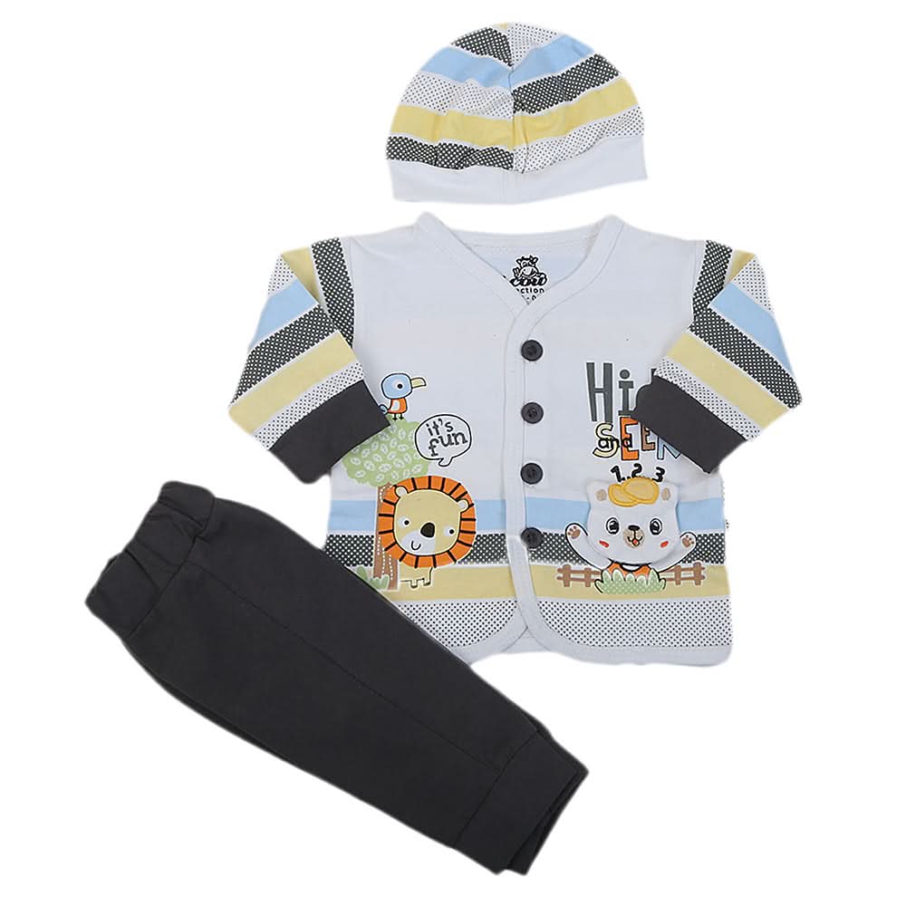 Newborn Boys Full Sleeves Suit - Dark Grey, Kids, NB Boys Sets And Suits, Chase Value, Chase Value