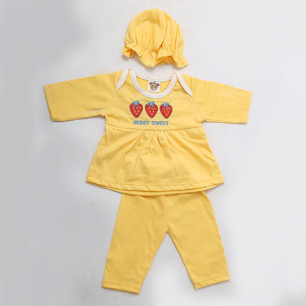 Newborn Girls Full Sleeves Suit - Yellow, Kids, NB Girls Sets And Suits, Chase Value, Chase Value