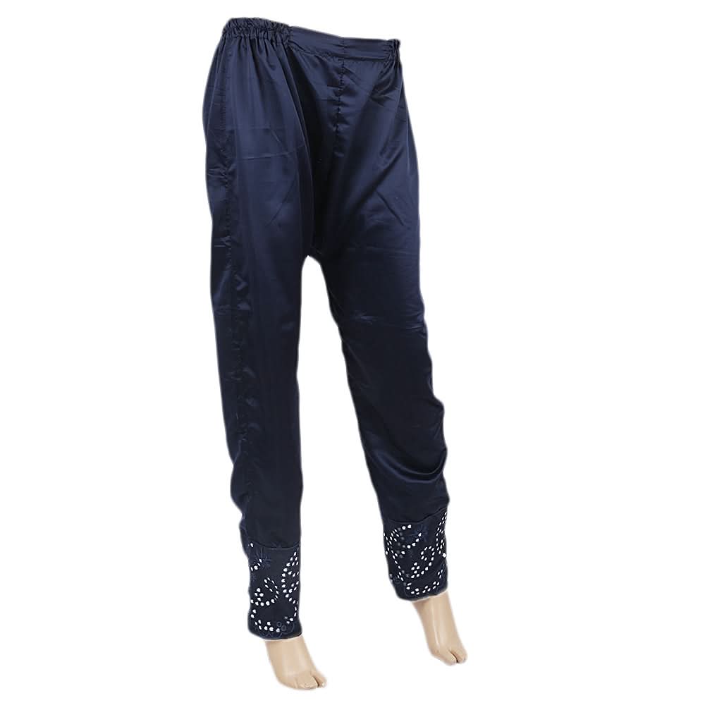 Women's Silk Embroidered Trouser - N - Blue, Women, Pants & Tights, Chase Value, Chase Value