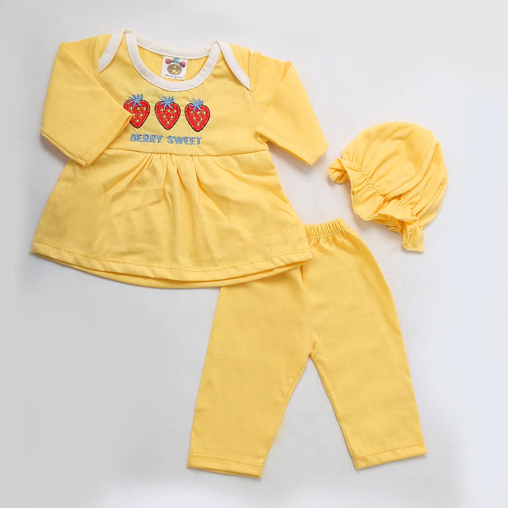 Newborn Girls Full Sleeves Suit - Yellow, Kids, NB Girls Sets And Suits, Chase Value, Chase Value