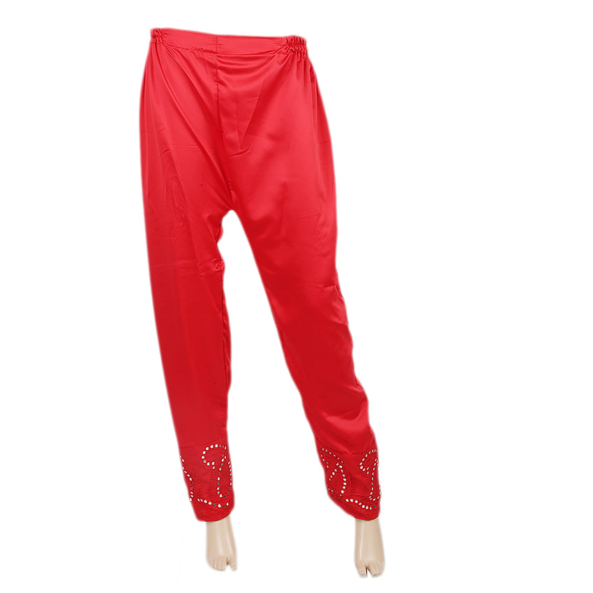 Women's Silk Embroidered Trouser - Red, Women, Pants & Tights, Chase Value, Chase Value