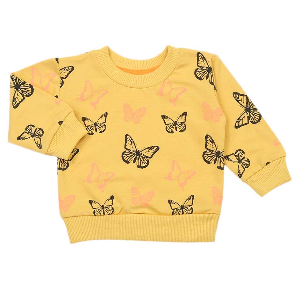 Newborn Girls Full Sleeves T-shirt - Yellow, Newborn Girls T-Shirts, Chase Value, Chase Value