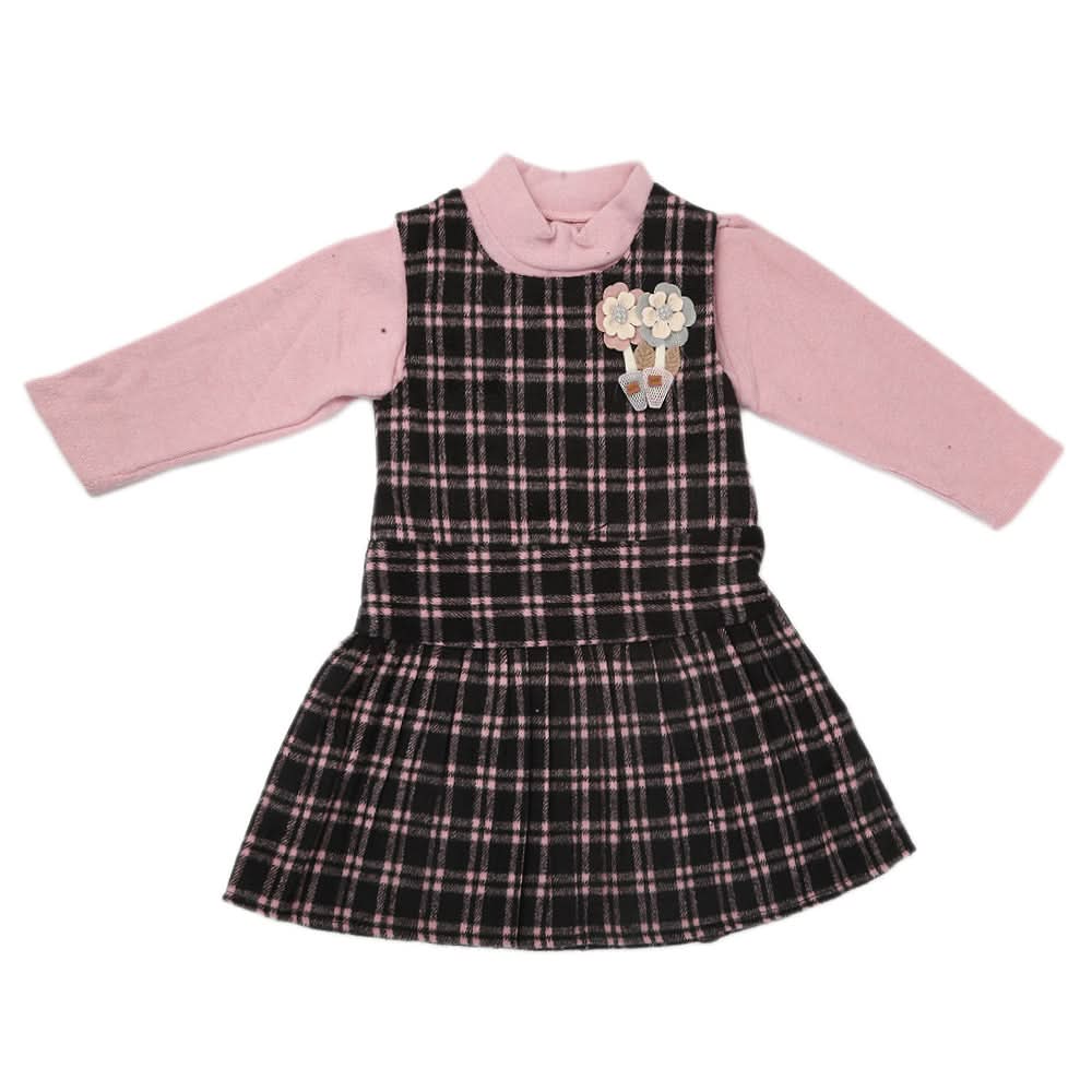 Girls 2Pc Frock M03-1 - Tea Pink, Kids, Girls Frocks, Chase Value, Chase Value
