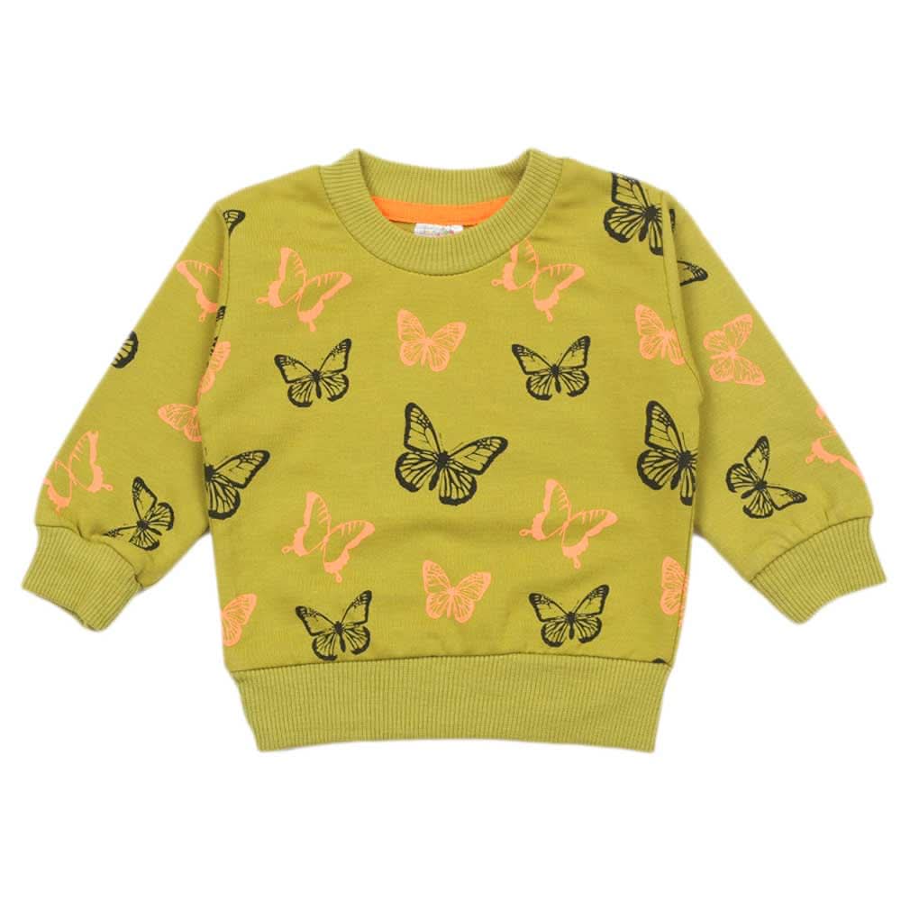Newborn Girls Full Sleeves T-shirt - Light Green, Newborn Girls T-Shirts, Chase Value, Chase Value