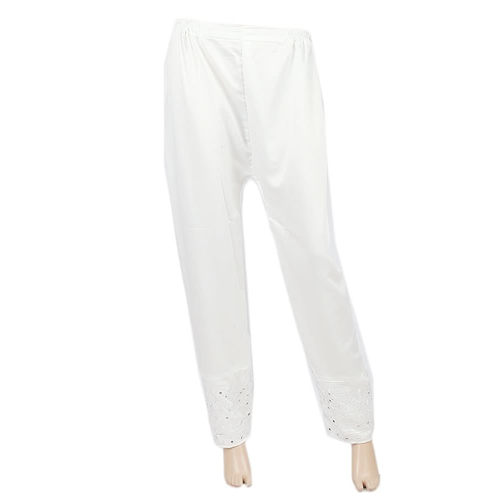 Women's Silk Embroidered Trouser - White, Women, Pants & Tights, Chase Value, Chase Value