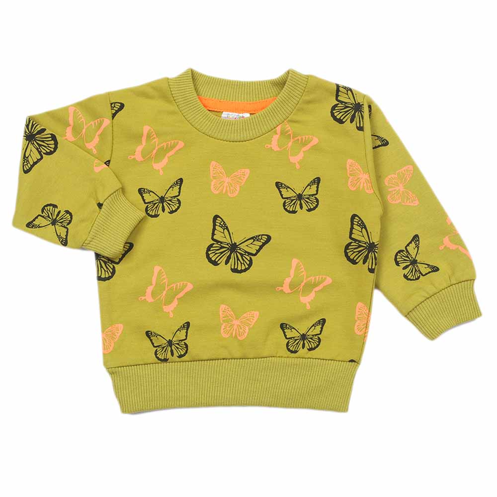 Newborn Girls Full Sleeves T-shirt - Light Green, Newborn Girls T-Shirts, Chase Value, Chase Value