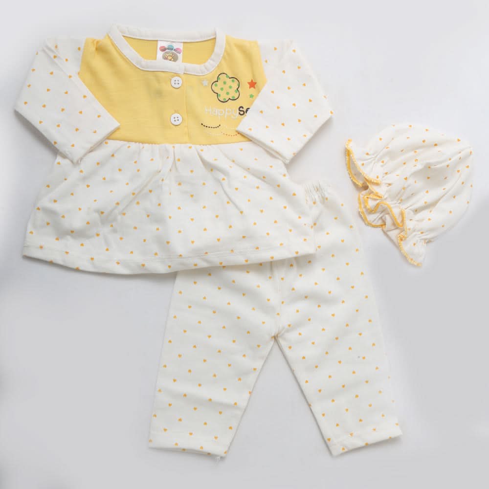 Newborn Girls Full Sleeves Suit - Mustard, Kids, NB Girls Sets And Suits, Chase Value, Chase Value