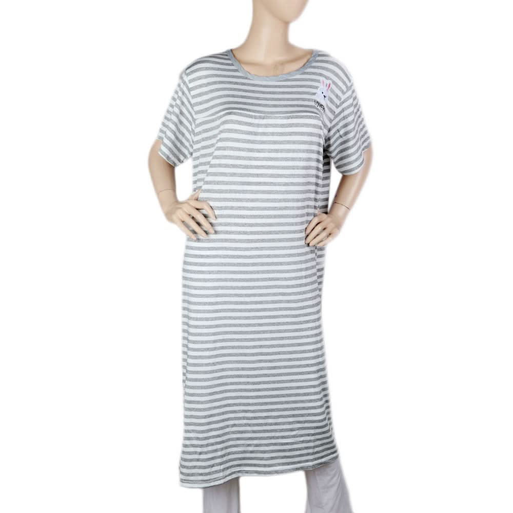 Women's Night Long T Shirt - Grey, Women, Night Suit, Chase Value, Chase Value