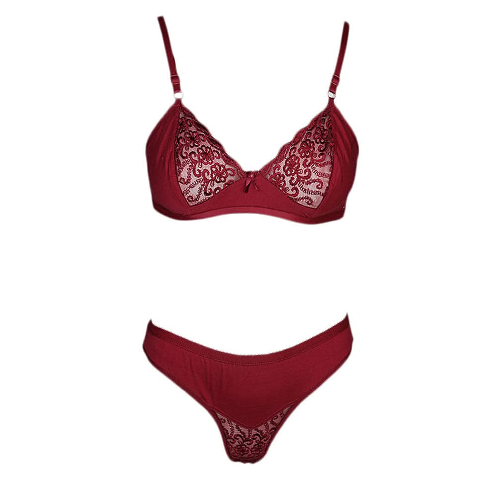 Women's Panty & Bra Set - Maroon, Women, Bra And Panty Sets, Chase Value, Chase Value