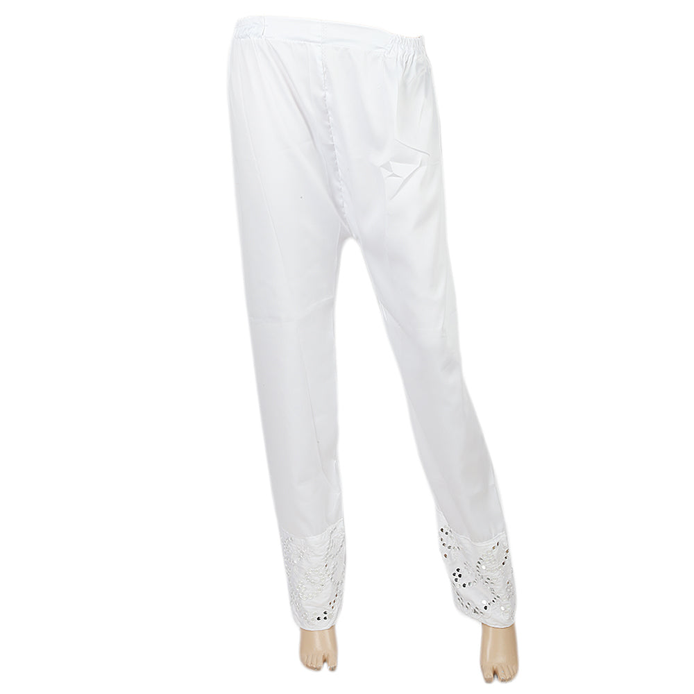 Women's Silk Embroidered Trouser - White, Women, Pants & Tights, Chase Value, Chase Value