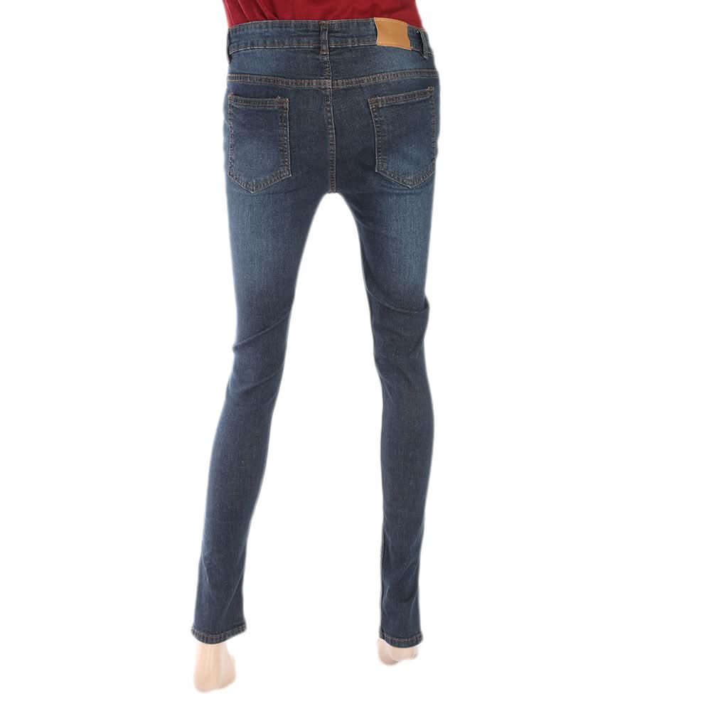 Women's Denim Pant With Bottom Slit Pearls - Dark Blue, Women, Pants & Tights, Chase Value, Chase Value