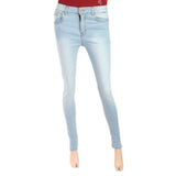 Women's Denim Pant With Bottom Slit Pearls - Light Blue, Women, Pants & Tights, Chase Value, Chase Value