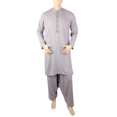 Men's Mashriq Slim Fit Embroided Shalwar Suit - Grey, Men, Shalwar Kameez, Chase Value, Chase Value