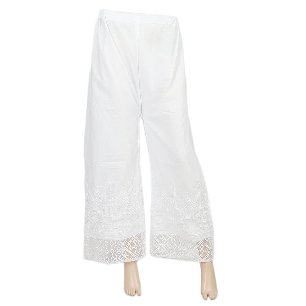 Women's Embroidered Bell Bottom Trouser - White, Women, Pants & Tights, Chase Value, Chase Value