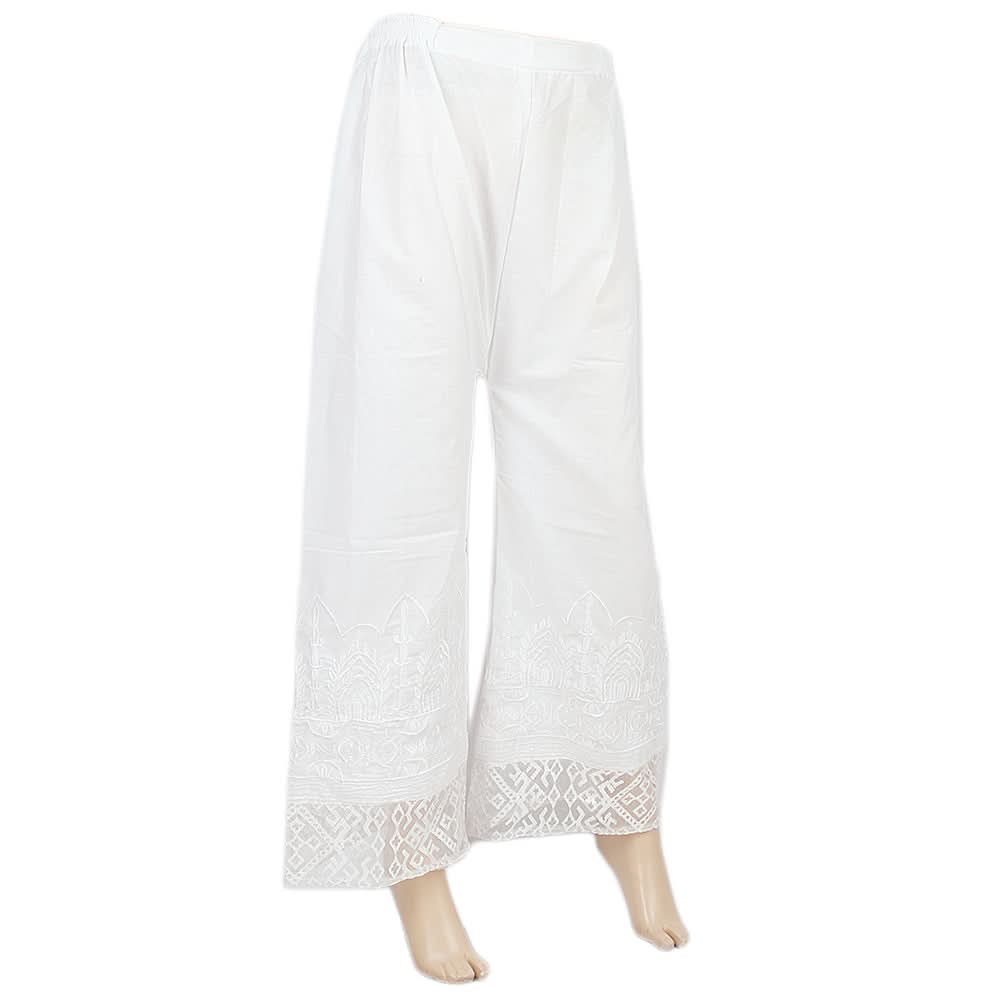 Women's Embroidered Bell Bottom Trouser - White, Women, Pants & Tights, Chase Value, Chase Value