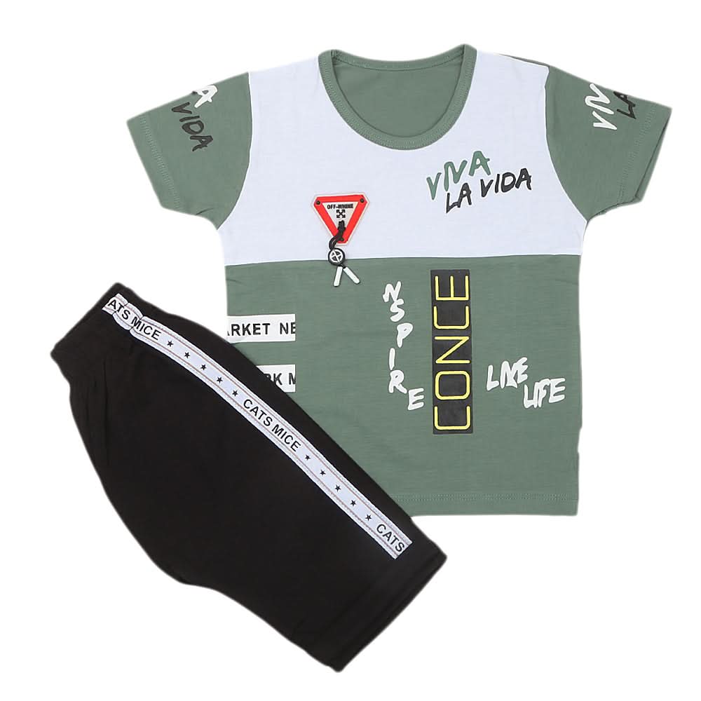 Boys Half Sleeves Short Suit - Green, Kids, Boys Sets And Suits, Chase Value, Chase Value