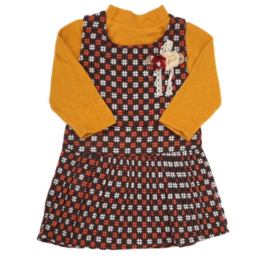 Girls 2Pc Frock - Mustard, Kids, Girls Frocks, Chase Value, Chase Value