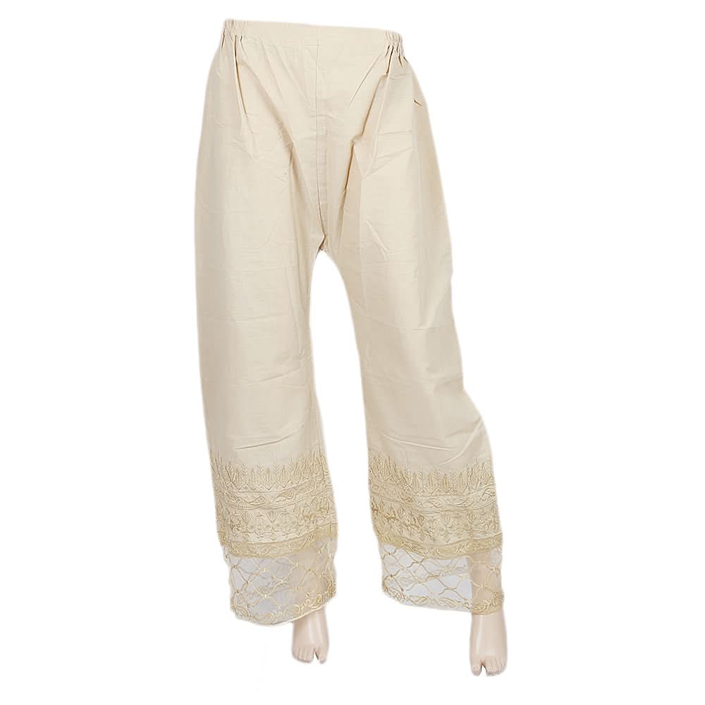 Women's Embroidered Bell Bottom Trouser - Beige, Women, Pants & Tights, Chase Value, Chase Value