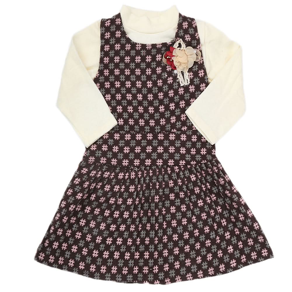 Girls 2Pc Frock - Off White, Kids, Girls Frocks, Chase Value, Chase Value
