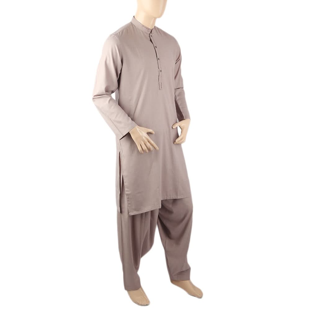 Men's Mashriq Slim Fit Embroided Shalwar Suit - Light Brown, Men, Shalwar Kameez, Chase Value, Chase Value