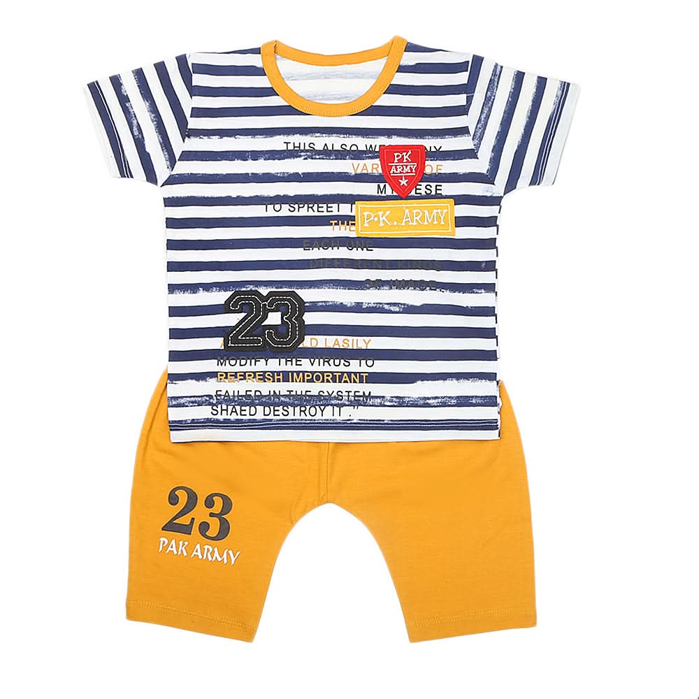 Boys Half Sleeves Short Suit 32880 - Mustard, Kids, Boys Sets And Suits, Chase Value, Chase Value