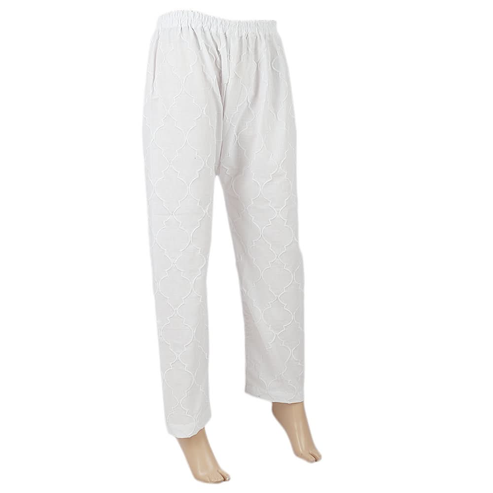 Women's Full Embroidered Trouser - White, Women, Pants & Tights, Chase Value, Chase Value