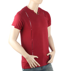 Men's Half Sleeves Round Neck T-Shirt - Maroon, Men, T-Shirts And Polos, Chase Value, Chase Value