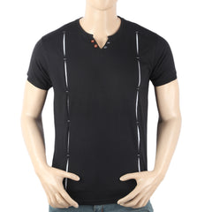 Men's Half Sleeves Round Neck T-Shirt - Black, Men, T-Shirts And Polos, Chase Value, Chase Value
