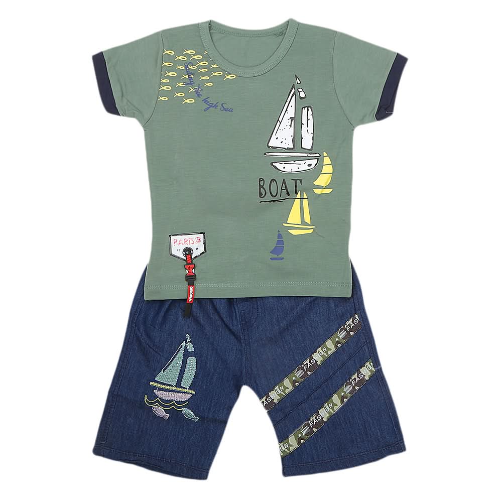 Boys Half Sleeves Short Suit - Green, Kids, Boys Sets And Suits, Chase Value, Chase Value