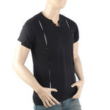 Men's Half Sleeves Round Neck T-Shirt - Black, Men, T-Shirts And Polos, Chase Value, Chase Value