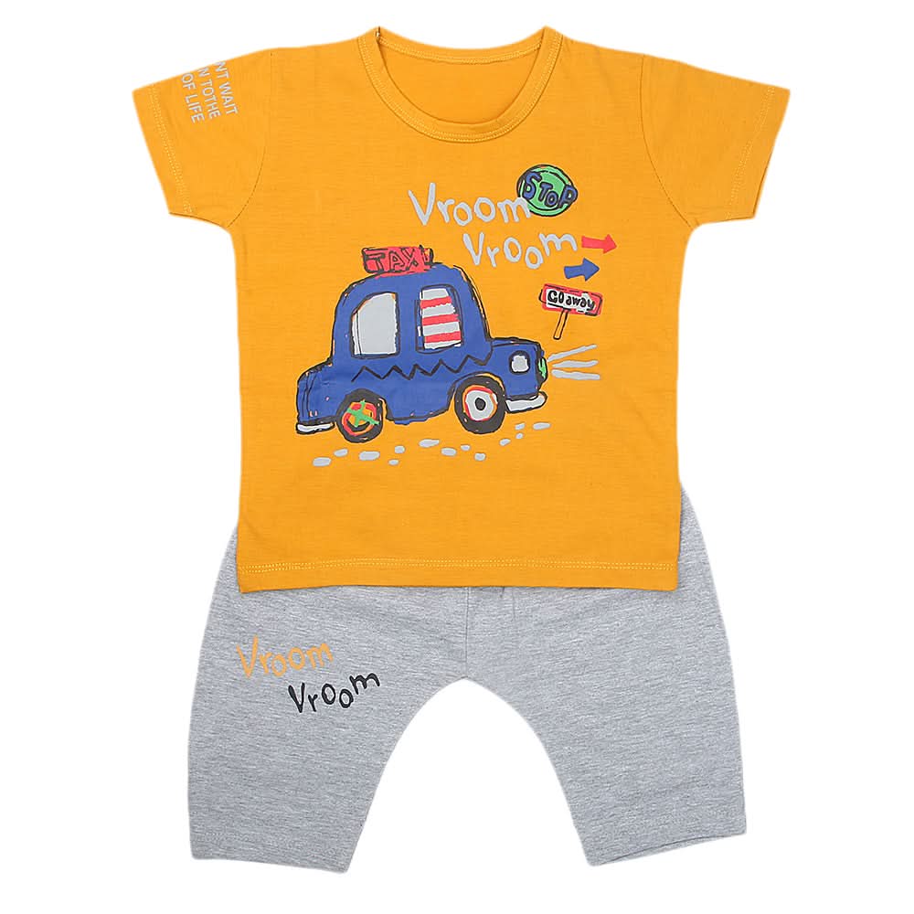 Boys Half Sleeves Short Suit - Mustard, Kids, Boys Sets And Suits, Chase Value, Chase Value