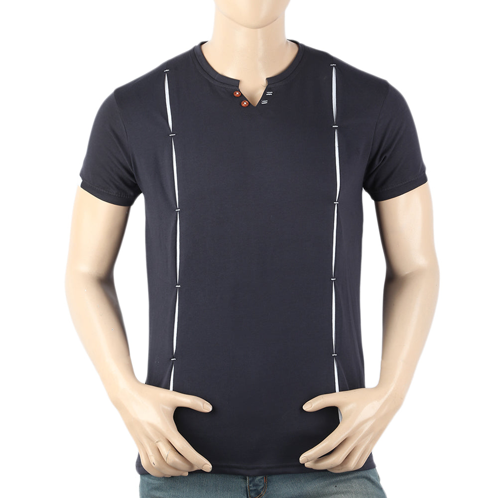 Men's Half Sleeves Round Neck T-Shirt - Navy Blue, Men, T-Shirts And Polos, Chase Value, Chase Value