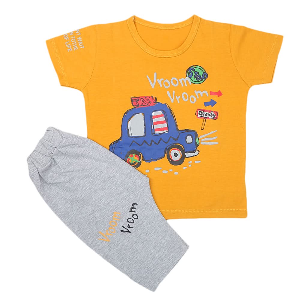 Boys Half Sleeves Short Suit - Mustard, Kids, Boys Sets And Suits, Chase Value, Chase Value