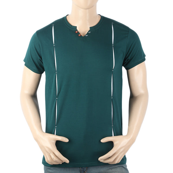 Men's Half Sleeves Round Neck T-Shirt - Green, Men, T-Shirts And Polos, Chase Value, Chase Value
