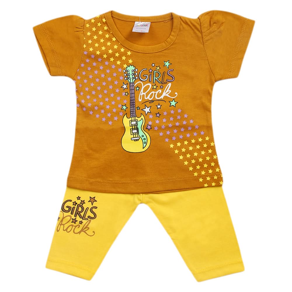 Newborn Girls Half Sleeves Suit - Yellow, Kids, Newborn Girls Sets And Suits, Chase Value, Chase Value