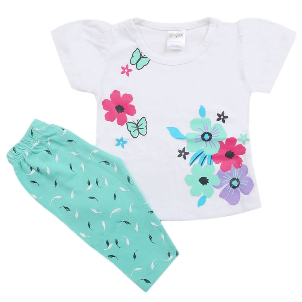 Newborn Girls Half Sleeves Suit - Cyan, Kids, Newborn Girls Sets And Suits, Chase Value, Chase Value