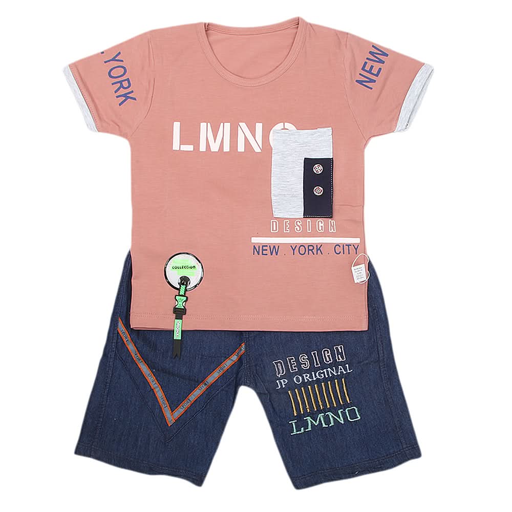 Boys Half Sleeves Short Suit - Tea Pink, Kids, Boys Sets And Suits, Chase Value, Chase Value