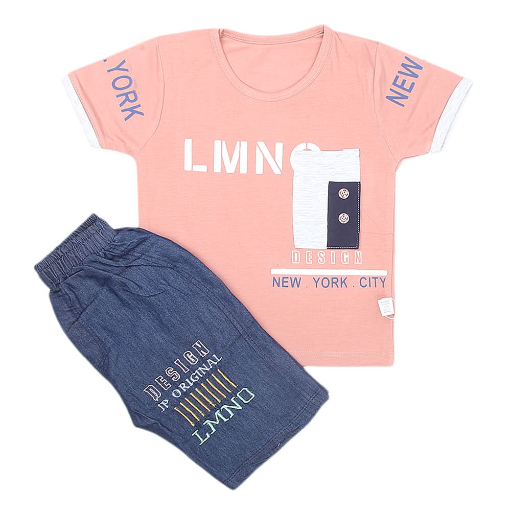 Boys Half Sleeves Short Suit - Tea Pink, Kids, Boys Sets And Suits, Chase Value, Chase Value