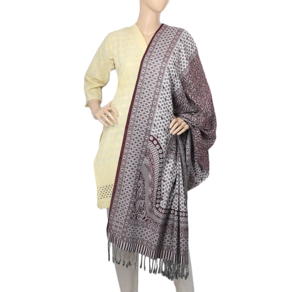 Women's Velvet Print  Peoar Shawl - Maroon, Women, Shawls And Scarves, Chase Value, Chase Value