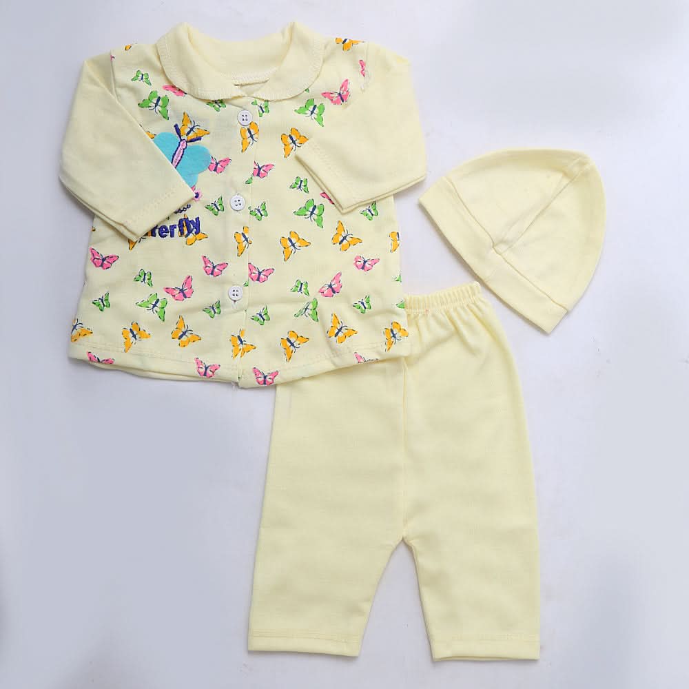 Newborn Girls Full Sleeves Suit - Yellow, Kids, NB Girls Sets And Suits, Chase Value, Chase Value