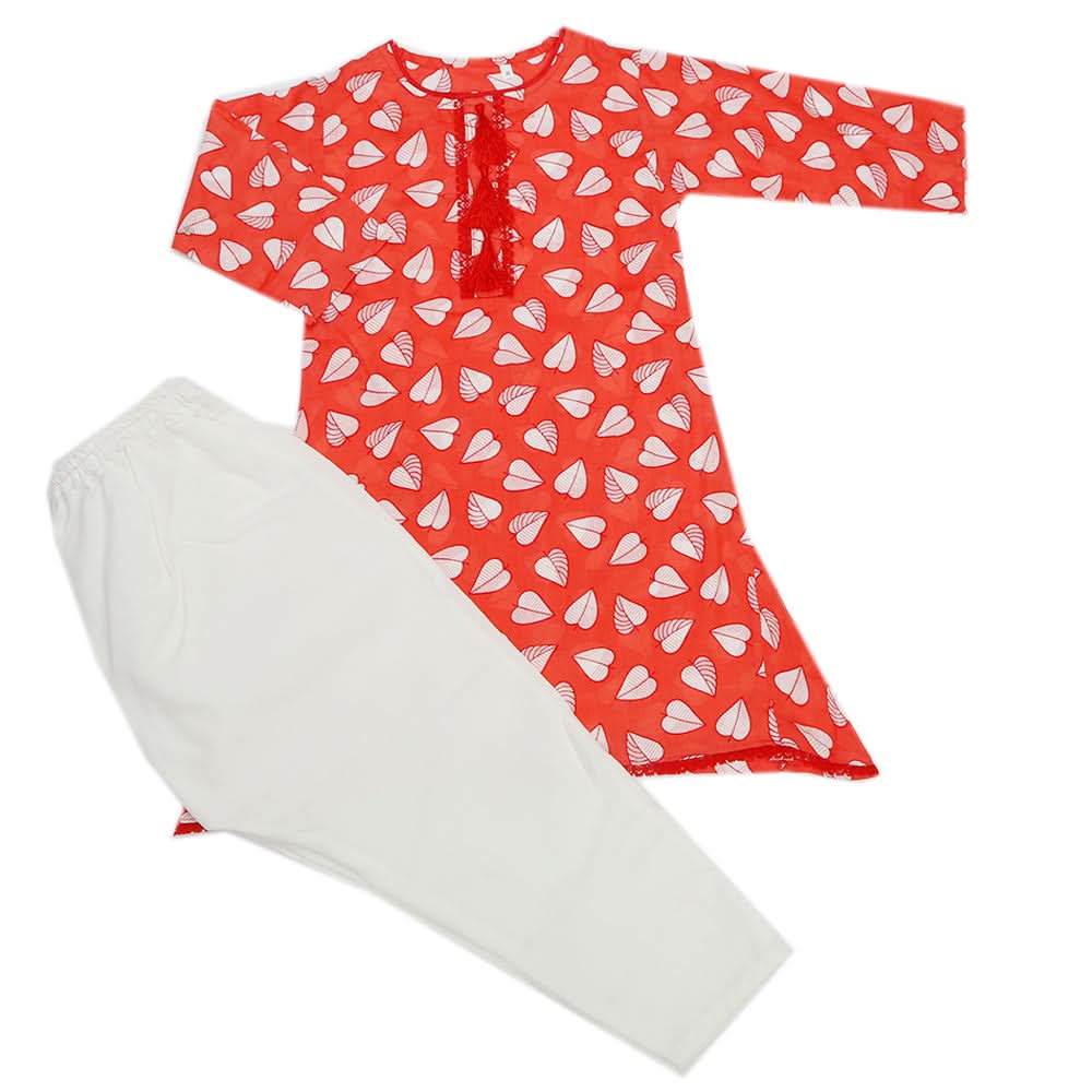Girls Shalwar Suit - Peach, Kids, Girls Shalwar Kameez, Chase Value, Chase Value