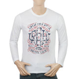 Men's Full Sleeves Lycra Printed T-Shirt - White, Men, T-Shirts And Polos, Chase Value, Chase Value