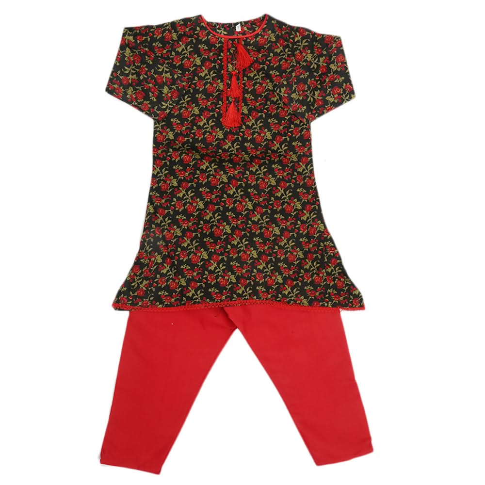 Girls Shalwar Suit - Red, Kids, Girls Shalwar Kameez, Chase Value, Chase Value