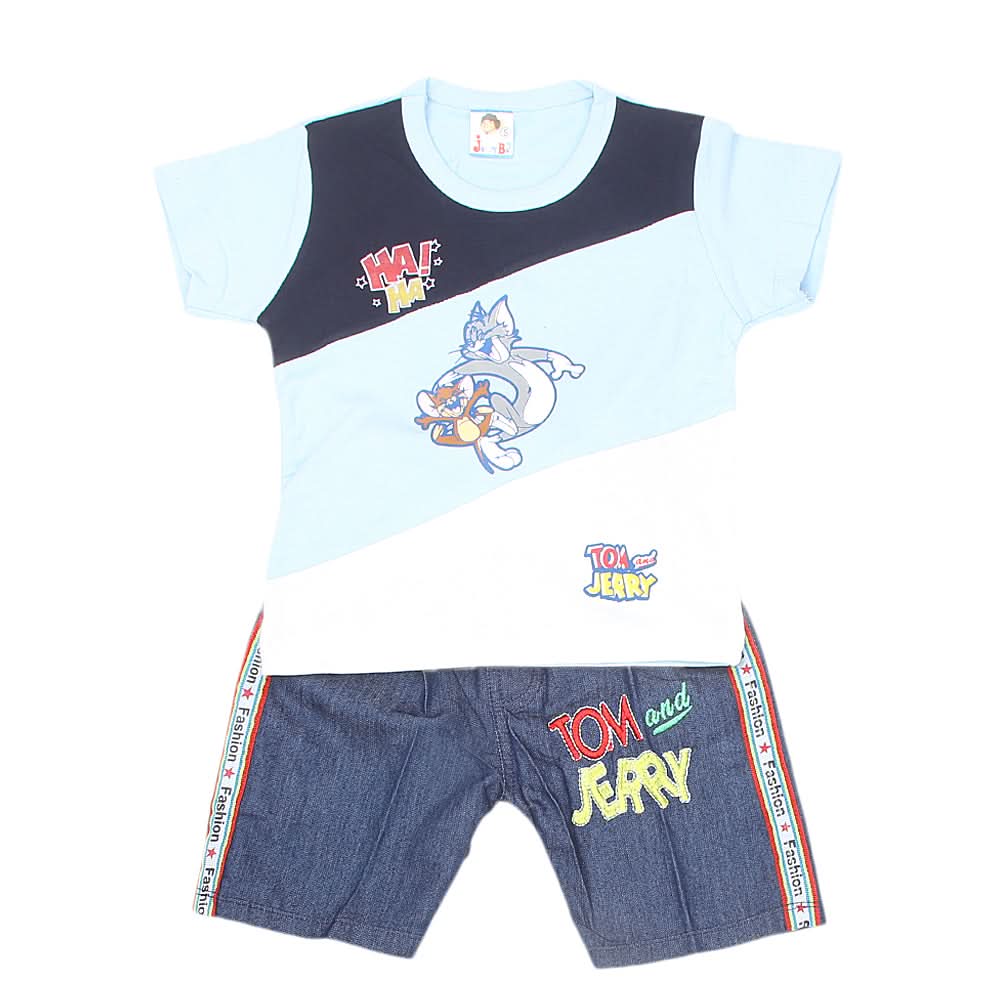 Boys Half Sleeves Short Suit - Blue, Kids, Boys Sets And Suits, Chase Value, Chase Value