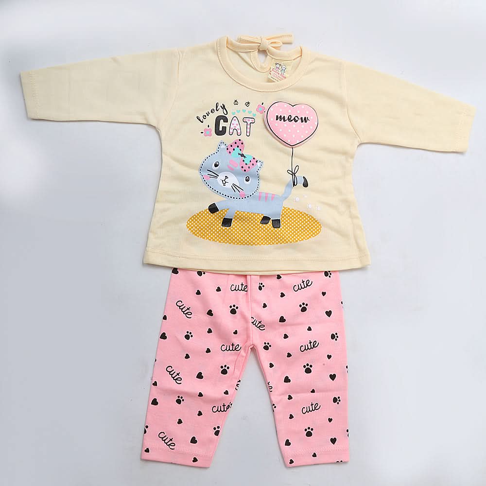 Newborn Girls Full Sleeves Suit - Yellow, Kids, NB Girls Sets And Suits, Chase Value, Chase Value