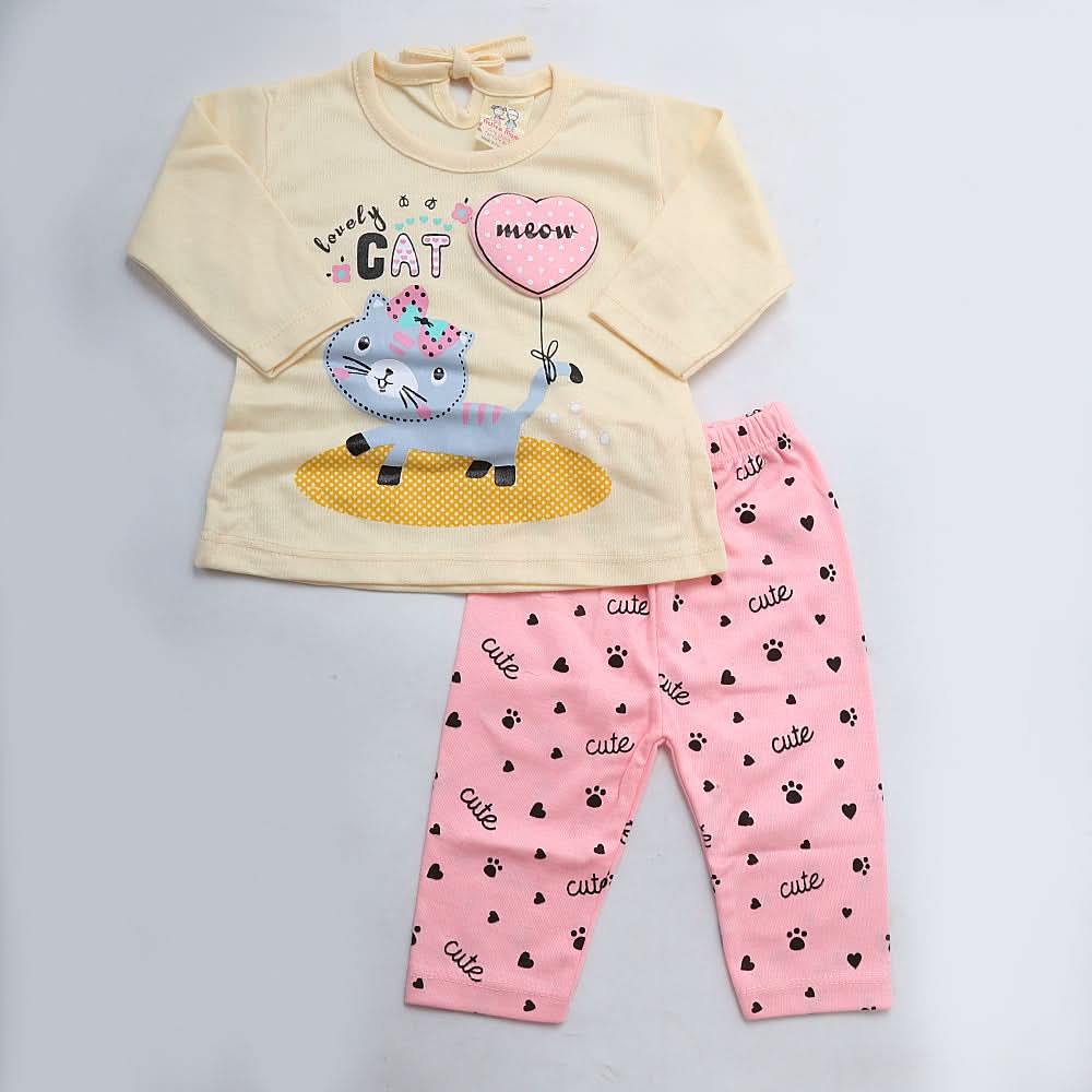 Newborn Girls Full Sleeves Suit - Yellow, Kids, NB Girls Sets And Suits, Chase Value, Chase Value
